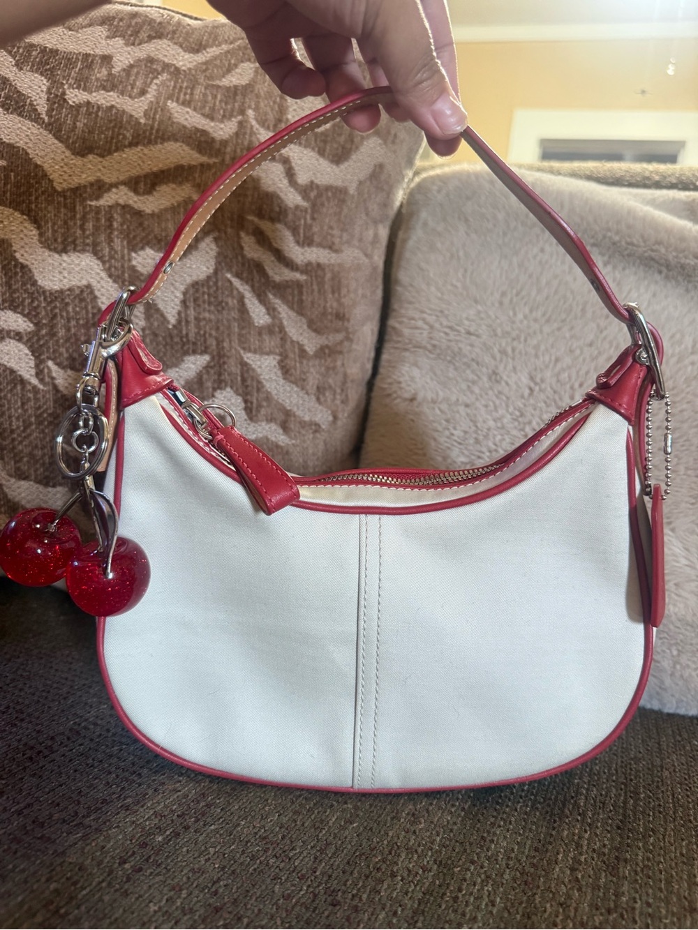 Coach White and Red Women's Shoulder Bag with Cherries not included